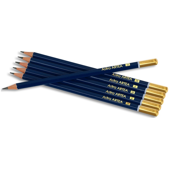 Creioane pentru schitare Astra cutie metalica 6buc 3B/2B/B/HB/H/2H