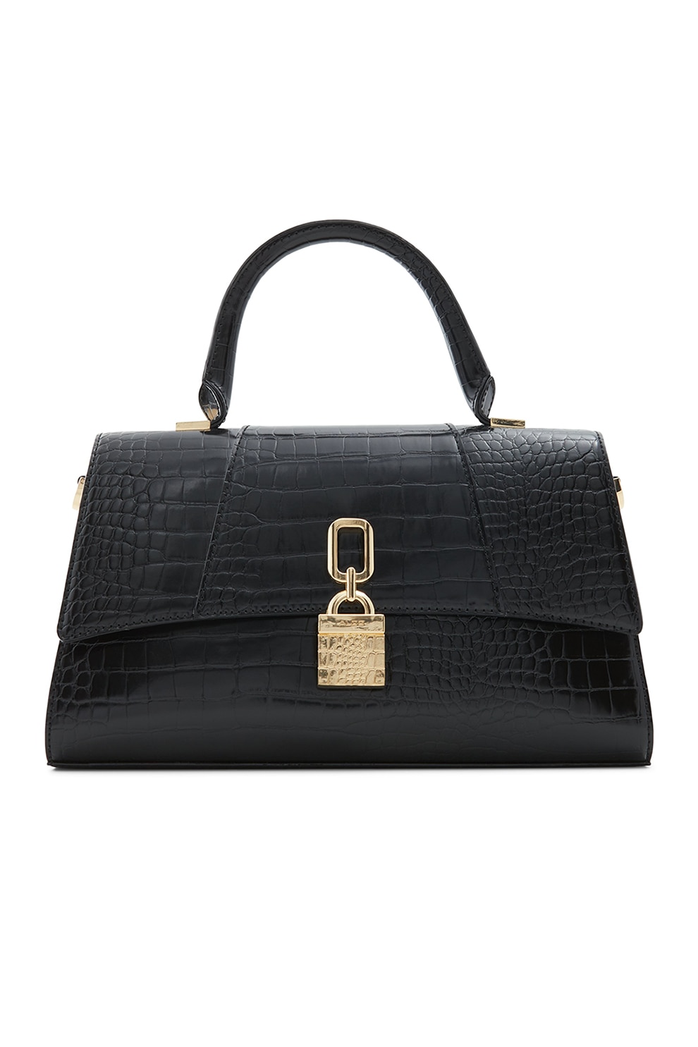 Aldo, Geanta cu bareta de umar si aspect de piele de crocodil Chireder, Negru