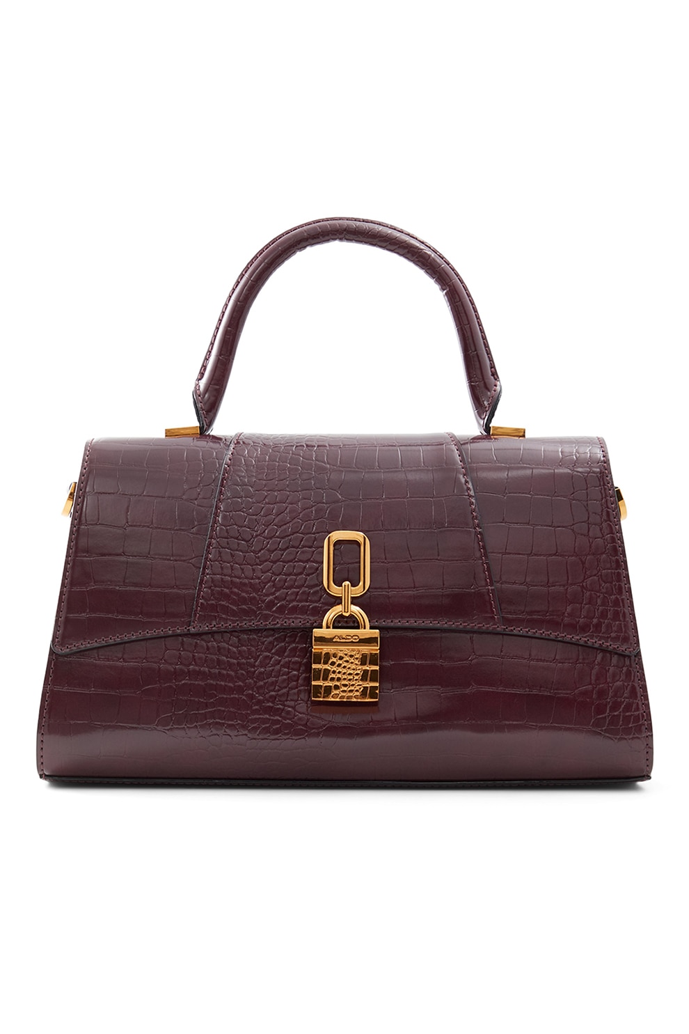 Aldo, Geanta cu bareta de umar si aspect de piele de crocodil Chireder, Violet tyrian