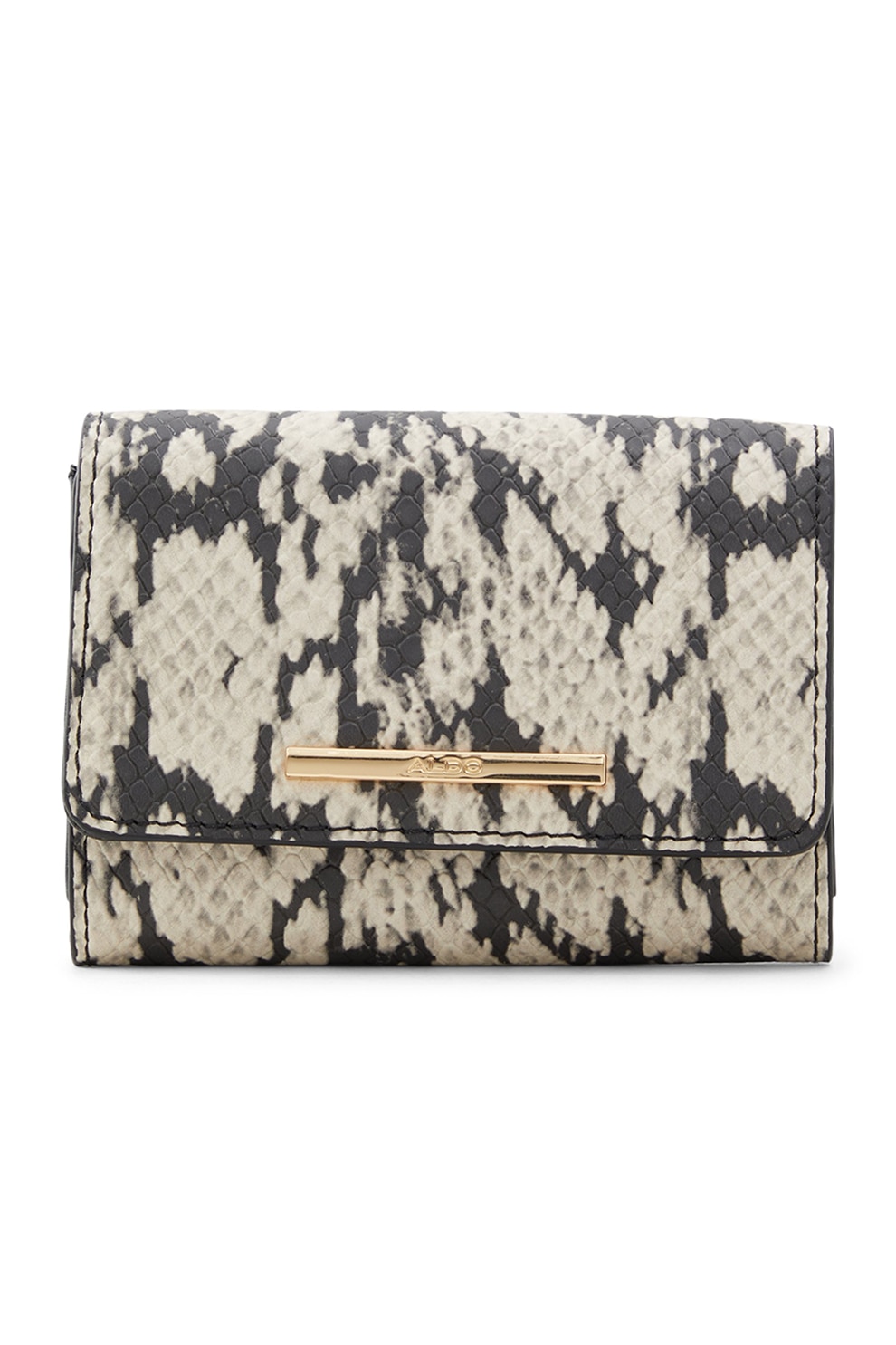 Aldo, Portofel de piele ecologica cu model Cie, Negru/Alb prafuit
