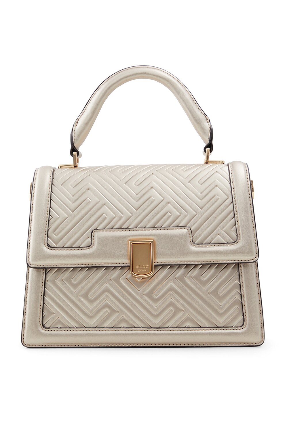 Aldo, Geanta de piele ecologica cu aspect matlasat Cynad, Auriu deschis