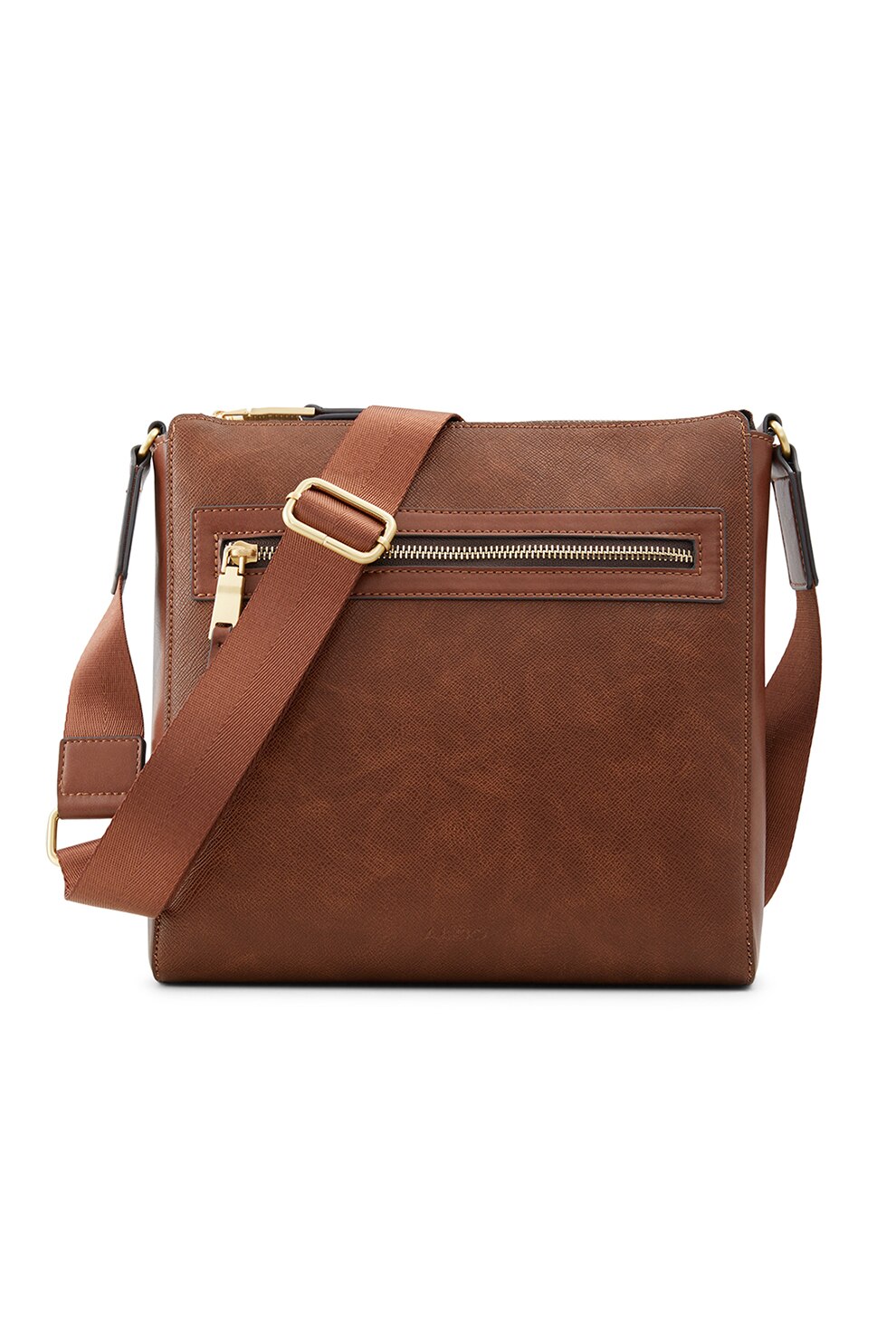 Aldo, Geanta crossbody dreptunghiulara din piele ecologica Jereil, Maro inchis