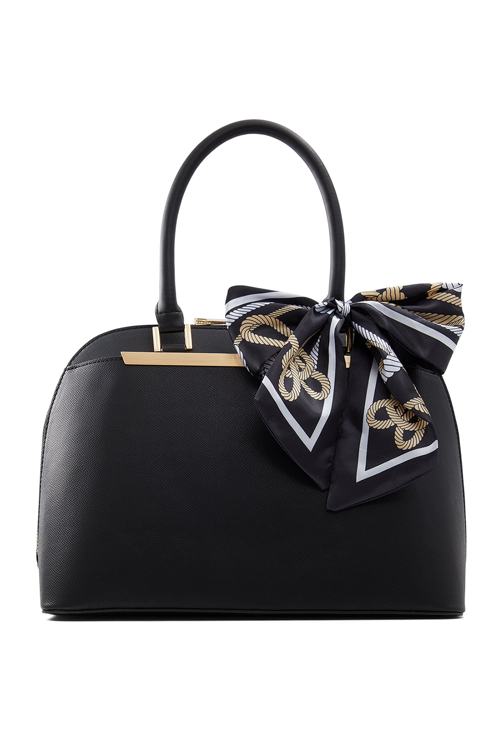 Aldo, Geanta bowler cu esarfa Mandoline, Negru/Print