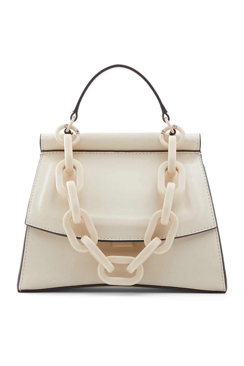 Aldo, Geanta crossbody din piele ecologica cu maner masiv din lant Prewiel, Alb prafuit