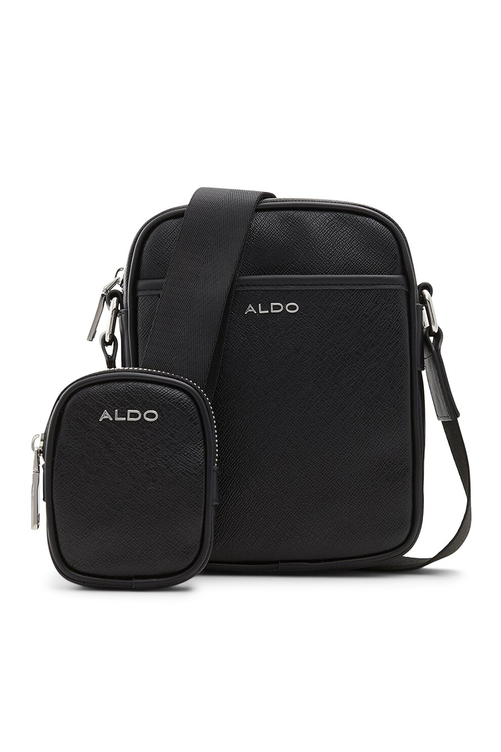 Aldo, Geanta crossbody din piele ecologica cu etui detasabil Serge, Negru