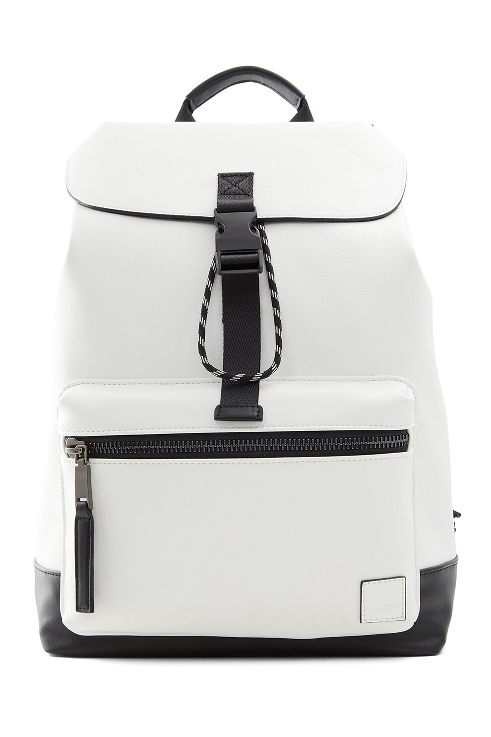 Aldo, Rucsac din piele ecologica cu model in doua tonuri Weakath, Alb/Negru