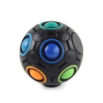 Minge Antistres, Fidget Rainbow Magic Ball, Tip Puzzle/Cub Rubic, Neagra Minge Antistres, Fidget Rainbow Magic Ball, Tip Puzzle/Cub Rubic, Neagra