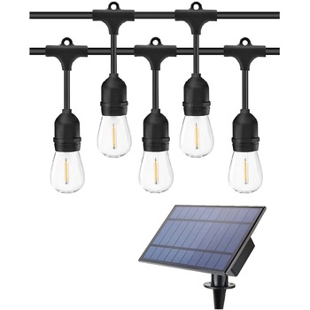 Ghirlanda luminoasa LED cu panou solar, pentru exterior, de 11.8 m, cu 16 becuri, stil retro Ghirlanda luminoasa LED cu panou solar, pentru exterior, de 11.8 m, cu 16 becuri, stil retro