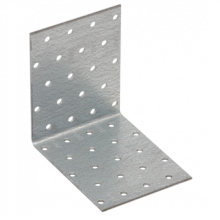 Sarokösszekötő lemez perf. 100 x 100 x 80 / 2 mm horganyzott