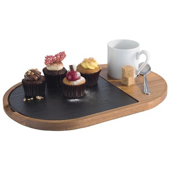 Platou servire din 2 piese, lemn de acat si piatra naturala 17.5 x 28 cm Platou servire din 2 piese, lemn de acat si piatra naturala 17.5 x 28 cm
