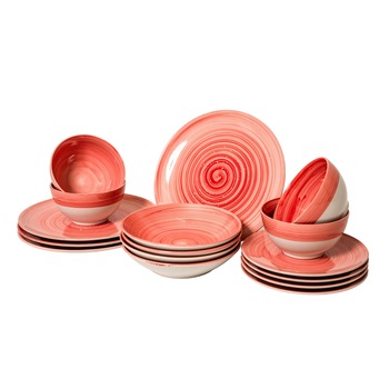 Set Complet Serviciu De Masa, Luna Rosie, colectia Rustic, 16 piese, Cesiro, Rosu Set Complet Serviciu De Masa, Luna Rosie, colectia Rustic, 16 piese, Cesiro, Rosu