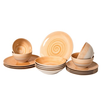 Set Complet Serviciu De Masa, Soare Oranj, colectia Rustic, 16 piese, Cesiro, Portocaliu Set Complet Serviciu De Masa, Soare Oranj, colectia Rustic, 16 piese, Cesiro, Portocaliu