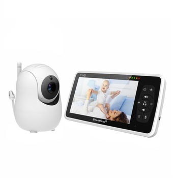 Baby monitor SM950, Display TFT LCD 5 inch, Raza actiune 300 m, Rotire orizontala 355° / verticala 115°, Night Vision, Comunicare bidirectionala, Cantece leagan, Alarma, Monitorizare temperatura, Smartic®, alb Baby monitor SM950, Display TFT LCD 5 inch, Raza actiune 300 m, Rotire orizontala 355° / verticala 115°, Night Vision, Comunicare bidirectionala, Cantece leagan, Alarma, Monitorizare temperatura, Smartic®, alb