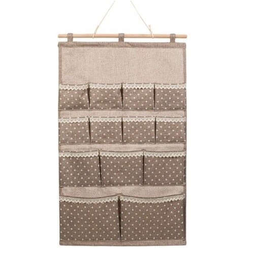 Organizator suspendat cu 13 buzunare, maro, 41x64 cm