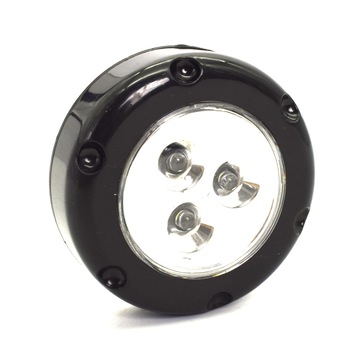 Lampa de interior cu 3 leduri, autoadeziva, sistem push on/off, Ranex, 0.18W, neagra Lampa de interior cu 3 leduri, autoadeziva, sistem push on/off, Ranex, 0.18W, neagra