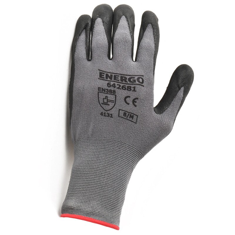 Set 12 manusi fibre mixte impregnate nitril cu picouri PICUS marimea 9 ENERGO