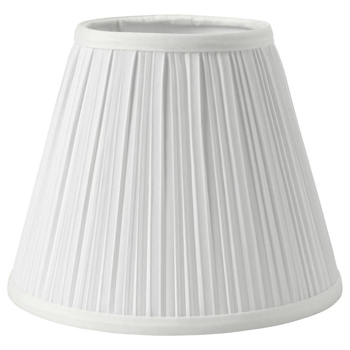 Abajur decorativ textil pentru lampa, otel si poliester, alb, 19x15 cm