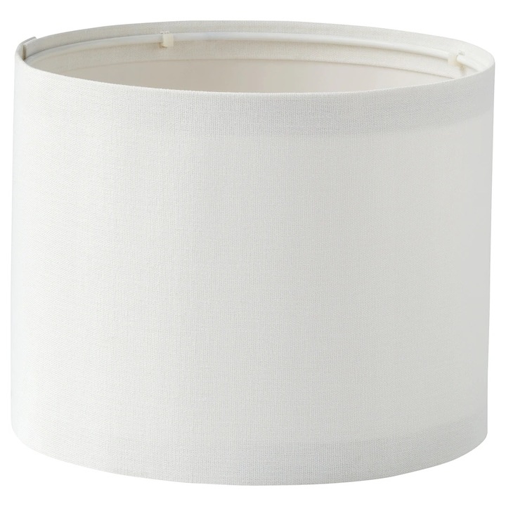 Abajur decorativ textil pentru lampa, rotund, otel si plastic polistirenic, alb, 19x15 cm