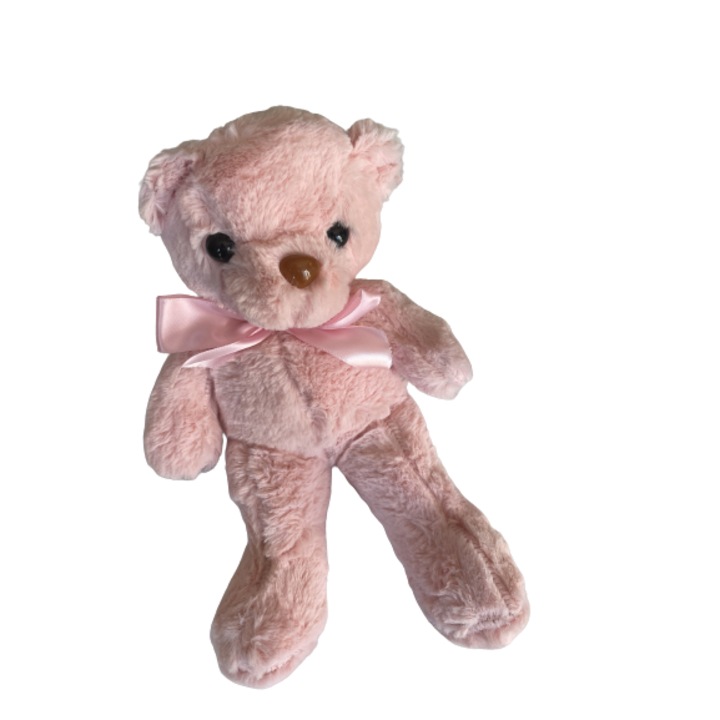 Jucarie de plus Go Kart Ursuletul Pufos, roz, inaltime 30 cm