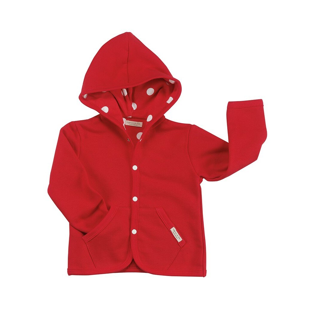 Jacheta Pigeon Organics cu gluga, Rosu, 90 CM