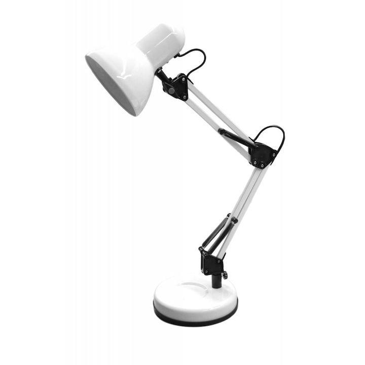 Настолна лампа Desonia, MARK - бяла, с чупещо рамо Е27