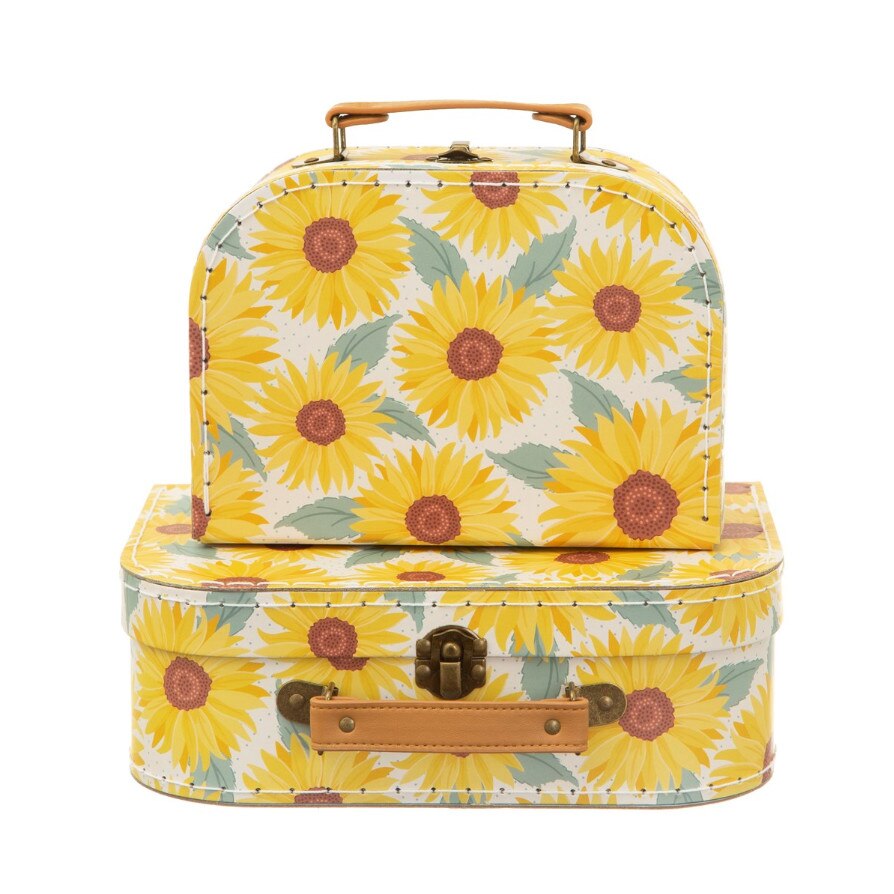 nobody border sin Set 2 valize decorative cu imprimeu floarea soarelui, multicolor,  carton/piele 25.5 x 18 x 8.5 cm - eMAG.ro
