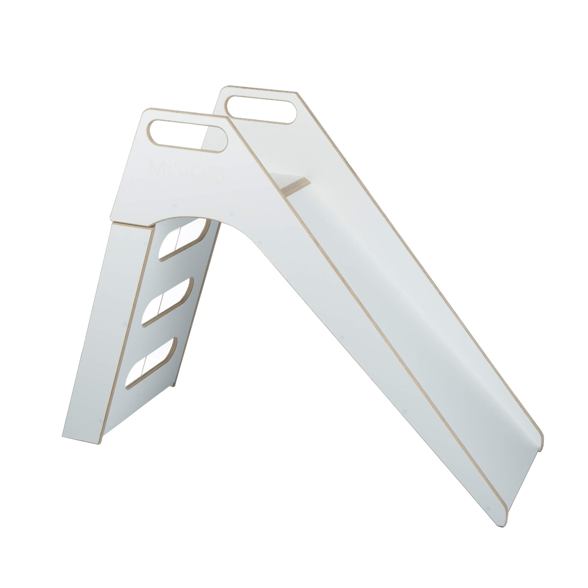 Tobogan de interior pentru copii, MISIOO, lemn, Alb, 30 Kg