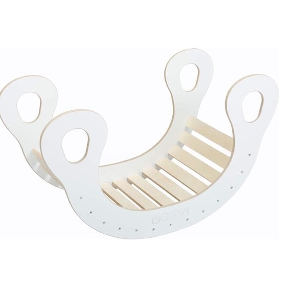 Balansoar din lemn pentru copii, MISIOO, Alb, 124x46 cm