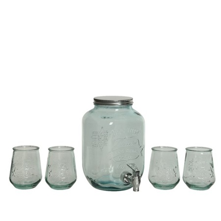 Dispenser bauturi, Decoris 4 L + 4 pahare, Beverage, sticla