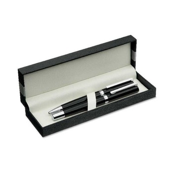 Set instrumente de scris, pix si roller, metal, negru, in cutie cadou Set instrumente de scris, pix si roller, metal, negru, in cutie cadou