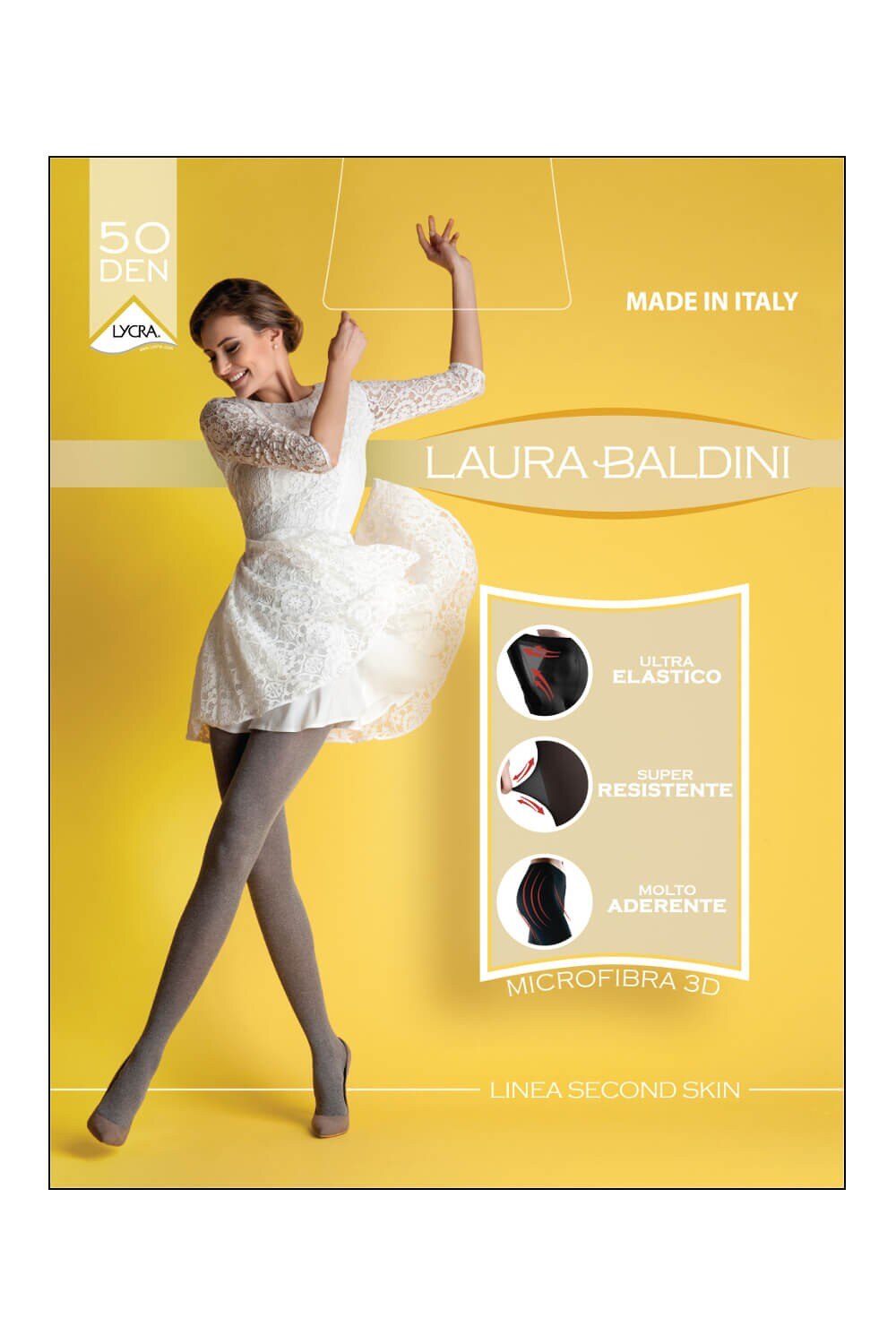 Colant Second Skin Melange 50 Den, Laura Baldini, grigio