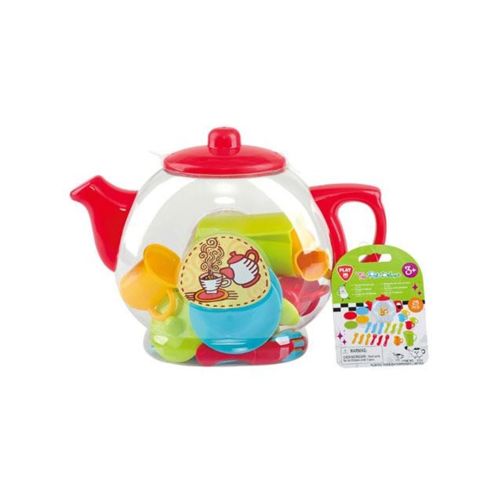 Playgo: színes teázó készlet teáskannával és kiegészítőkkel
