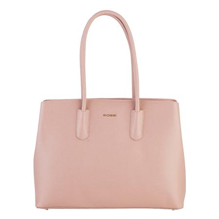 Geanta din piele naturala, Rossi, RSS84303, 36x26x13cm, Pudra Roz