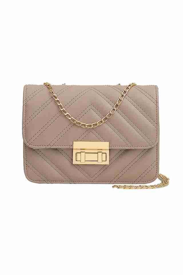 Geanta de dama Kylie crem din piele ecologica cu lant metalic, 20 x 15 x 7 cm