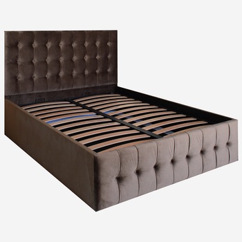 Pat tapitat Vera cu spatiu de depozitare, maro, 160x200 cm Pat tapitat Vera cu spatiu de depozitare, maro, 160x200 cm