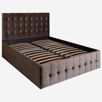 Pat Vera, dublu cu somiera si spatiu de depozitare, maro 140x200 cm Pat Vera, dublu cu somiera si spatiu de depozitare, maro 140x200 cm