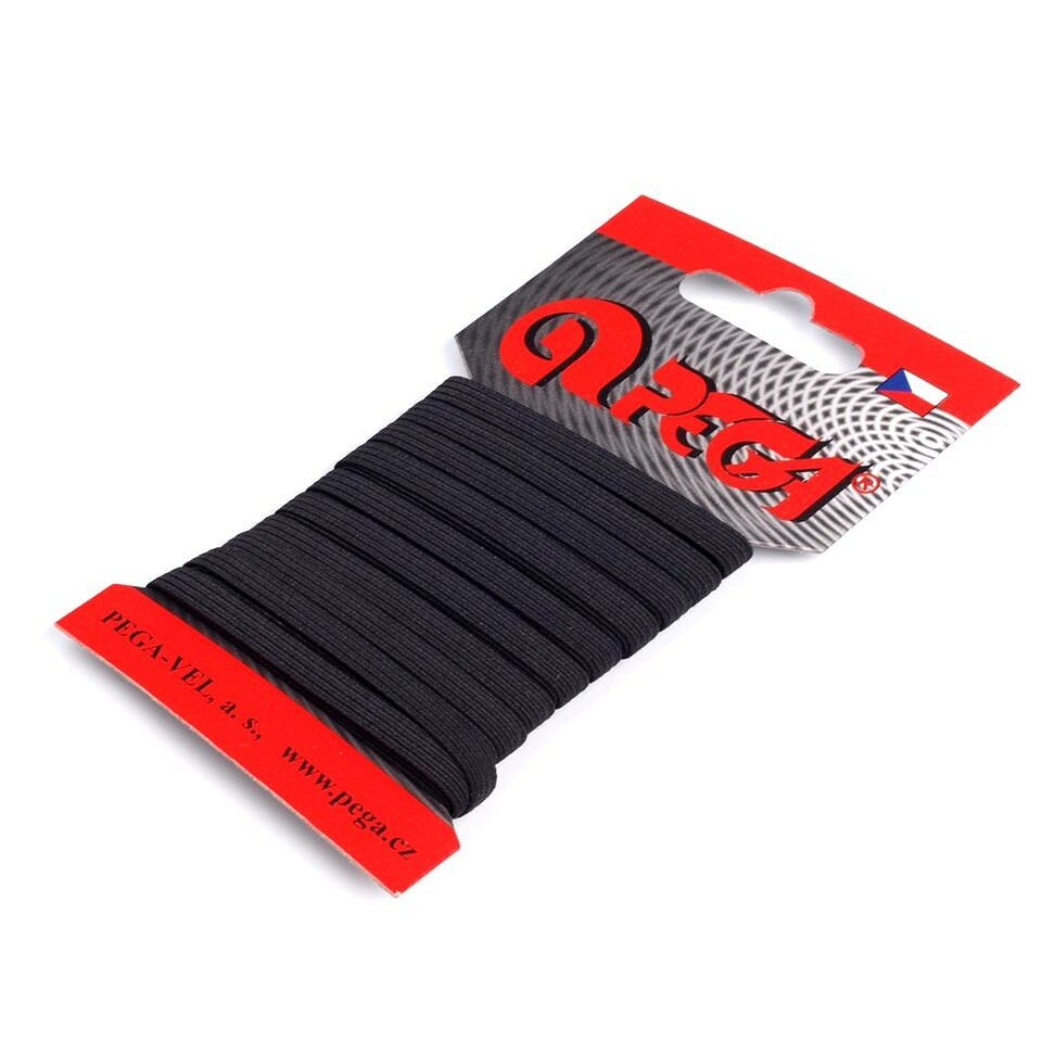 Elastic simplu plat, latime 6.6 mm, lungime 5 m, Negru