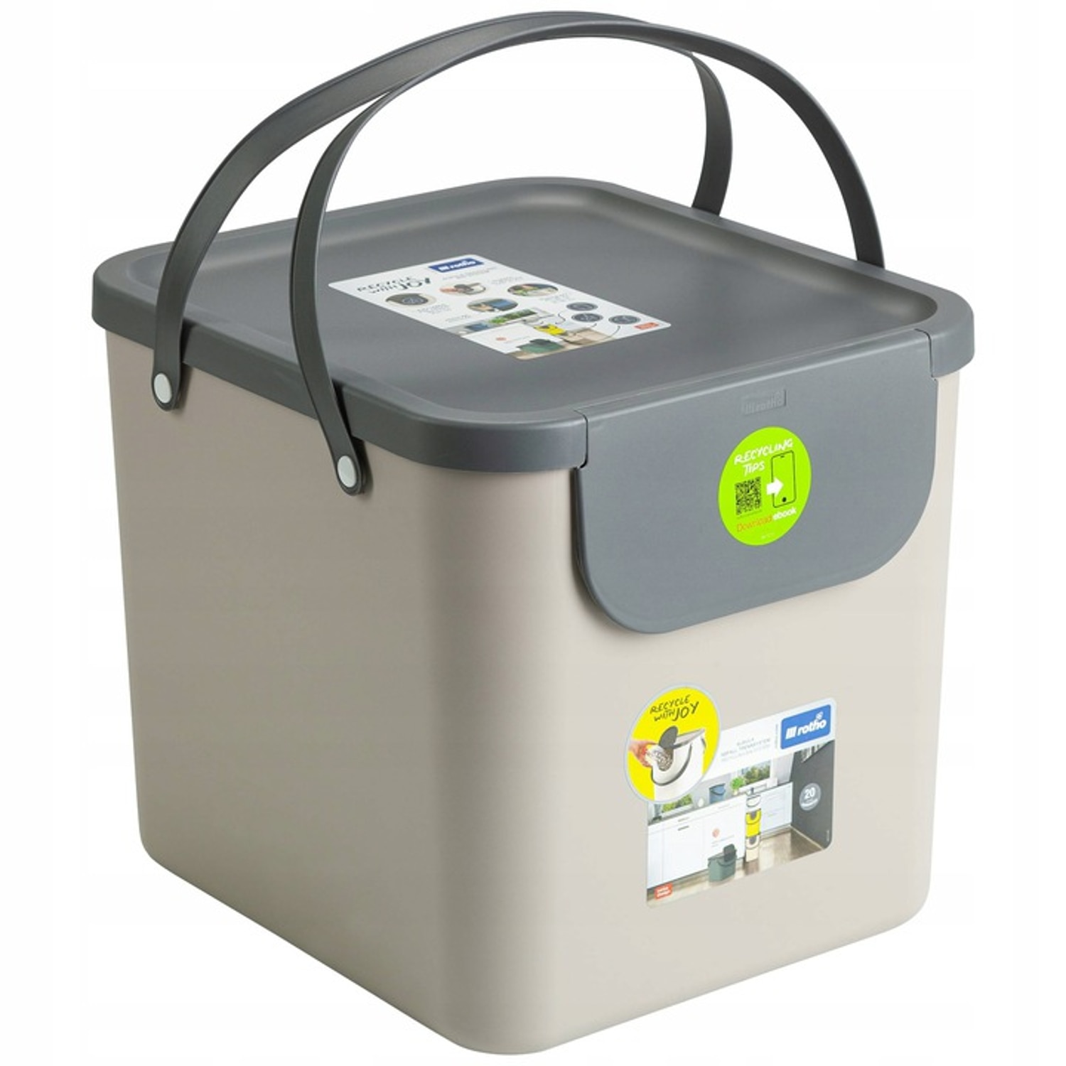 Cos pentru colectare selectiva, Rotho Albula, 40 L, cappuccino