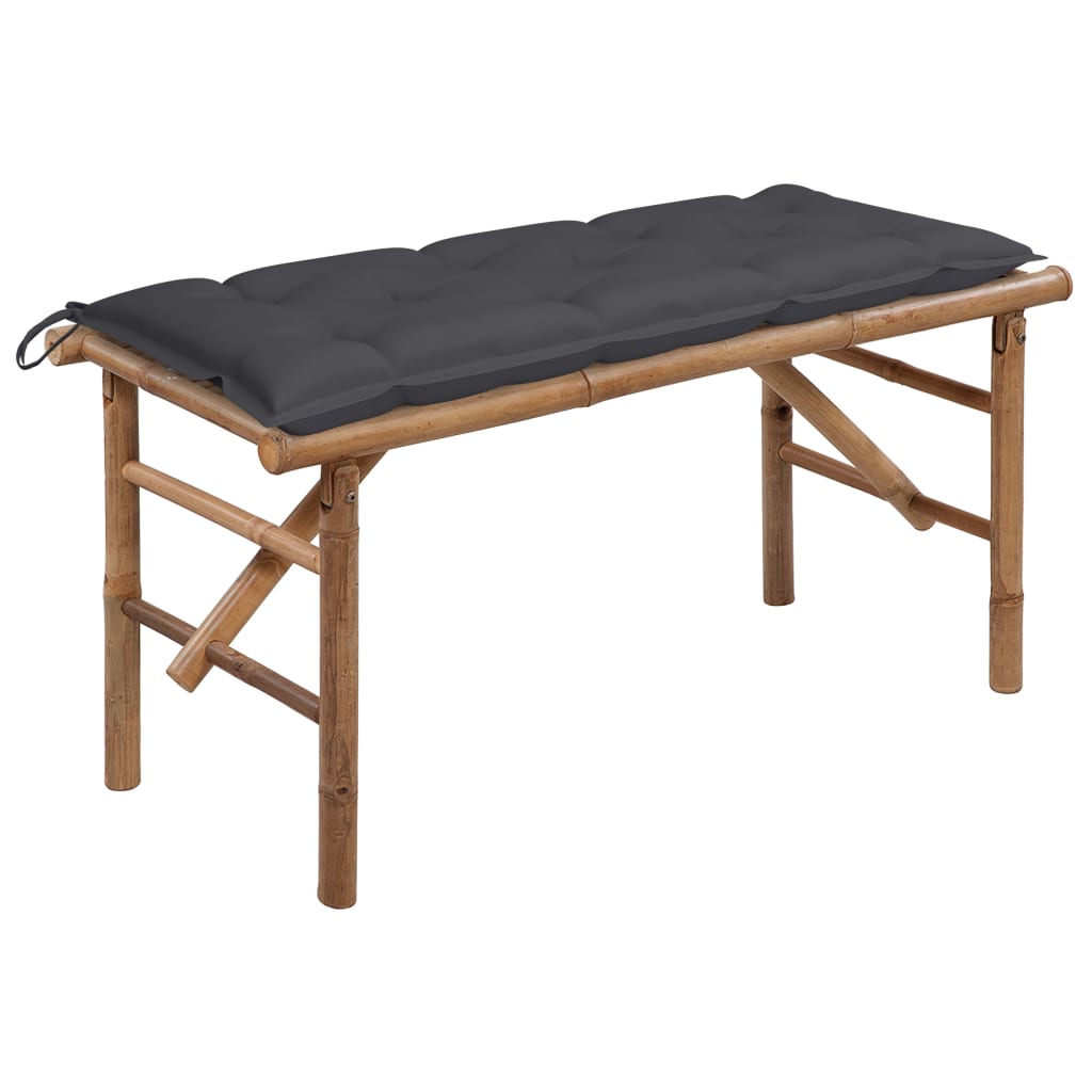 Banca de gradina , pliabila, vidaXL, Bambus, 118 x 38 x 45 cm, 7 cm, Maro/Antracit