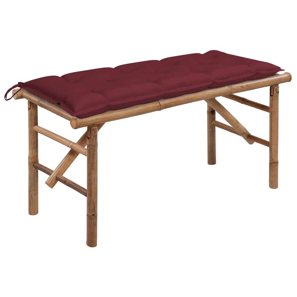 Banca de gradina , pliabila, vidaXL, Bambus, 118 x 38 x 45 cm, 7 cm, Maro/Grena