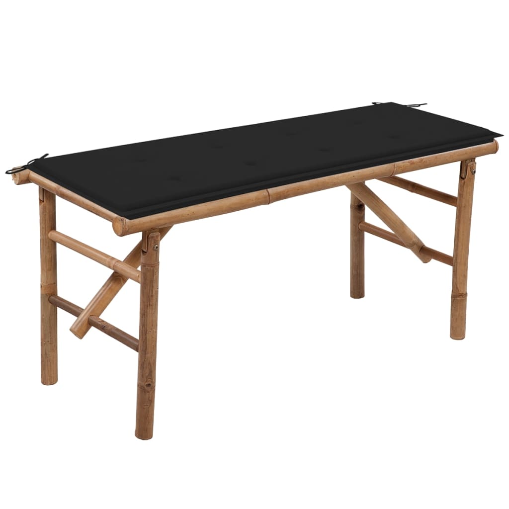 Banca de gradina , pliabila, vidaXL, Bambus, 118 x 38 x 45 cm, 4 cm, Maro/Negru
