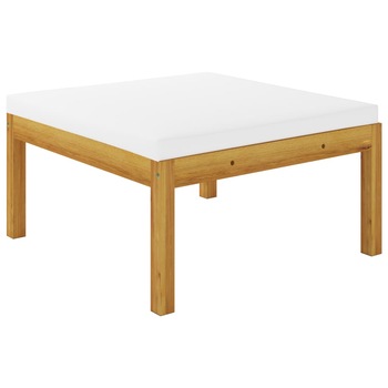 Taburet de gradina cu perna, vidaXL, Lemn masiv de acacia/Poliester, 63 x 63 x 30 cm, Maro-Crem Taburet de gradina cu perna, vidaXL, Lemn masiv de acacia/Poliester, 63 x 63 x 30 cm, Maro-Crem