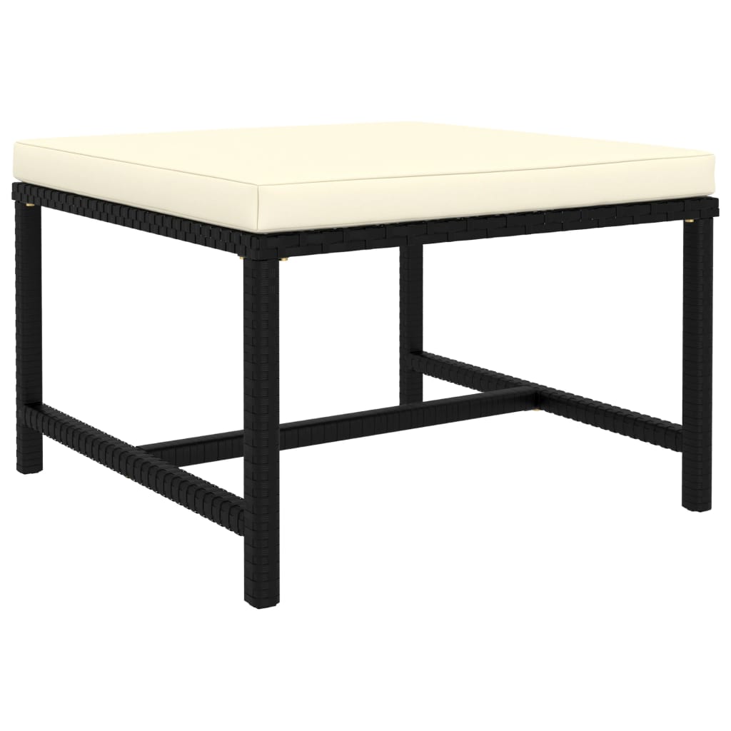 Taburet modular de gradina cu perna, vidaXL, Ratan/Poliester, 60 x 60 x 32 cm, Negru/Crem