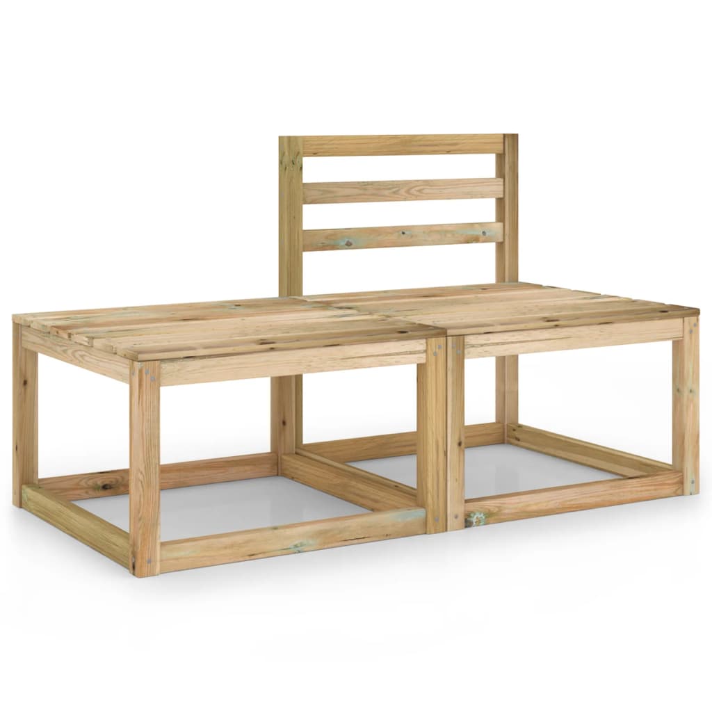 Set 2 canapele de gradina, vidaXL, Lemn de pin verde tratat, 60 x 60 x 36,5 cm, Verde
