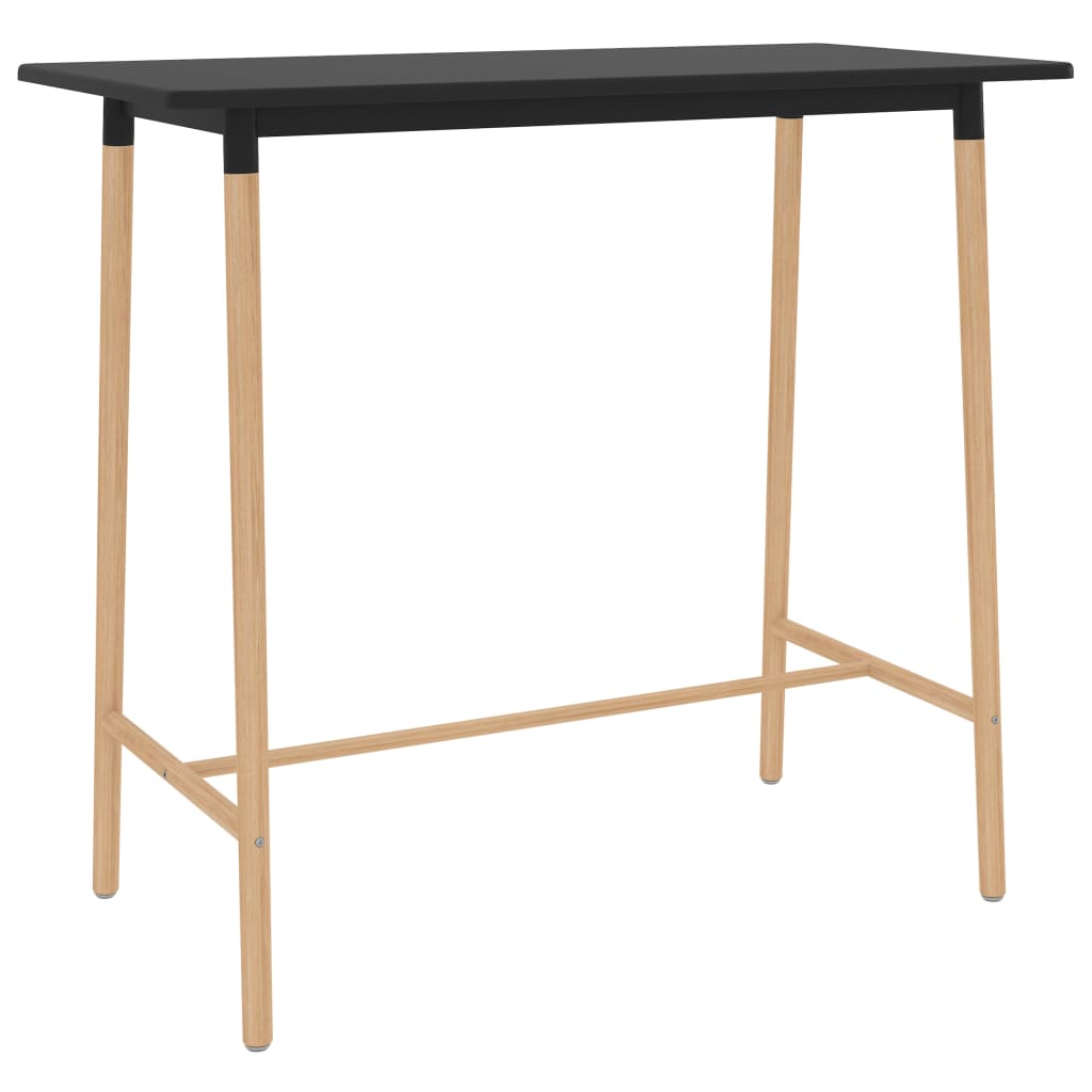 Masa de bar din lemn masiv vidaXL, Metal, 120 x 60 x 105 cm, Negru