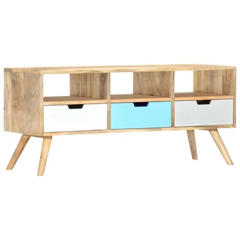 Comoda TV cu 3 sertare, vidaXL, Lemn masiv de mango, 110 x 35 x 48 cm, Multicolor Comoda TV cu 3 sertare, vidaXL, Lemn masiv de mango, 110 x 35 x 48 cm, Multicolor