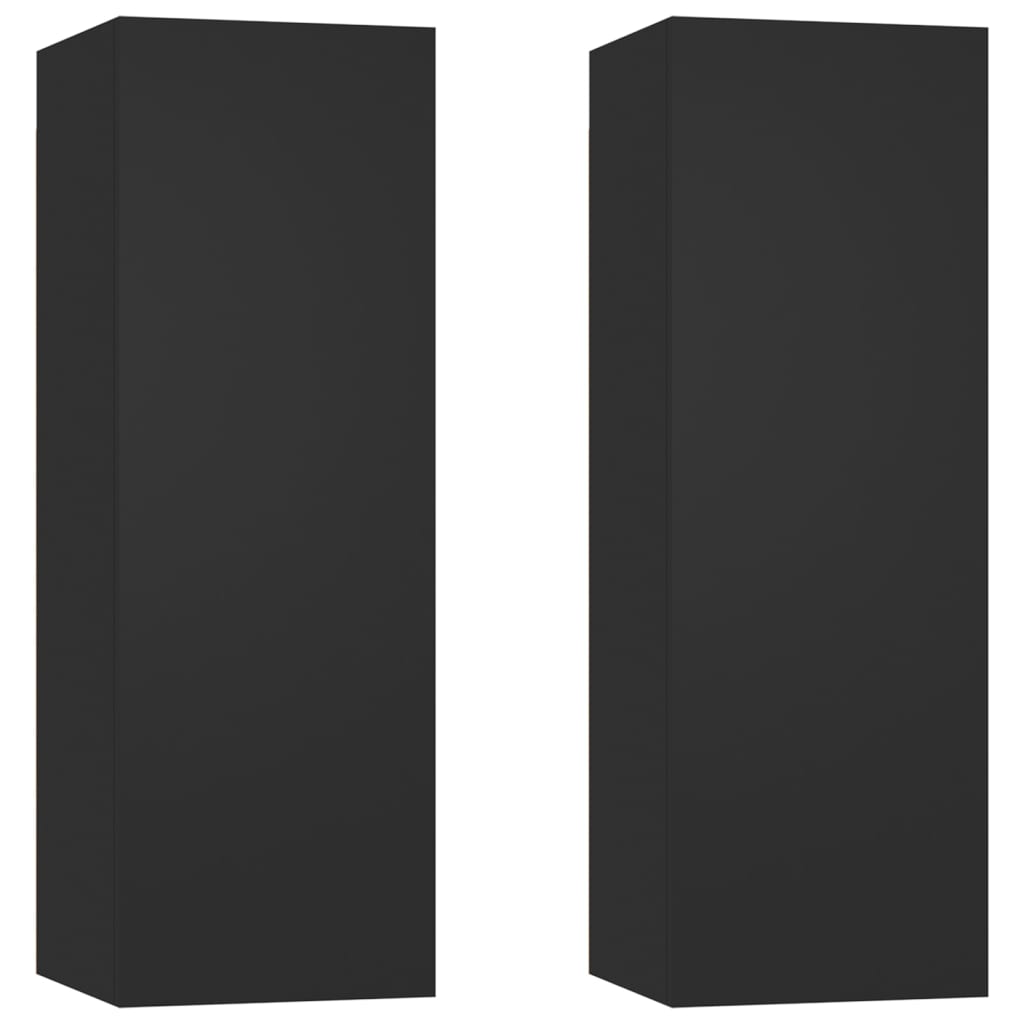 Set de 2 comode TV, vidaXL, PAL, 30,5x30x90 cm, Negru