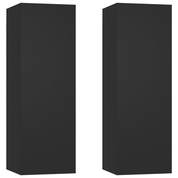 Set de 2 comode TV, vidaXL, PAL, 30,5x30x90 cm, Negru Set de 2 comode TV, vidaXL, PAL, 30,5x30x90 cm, Negru