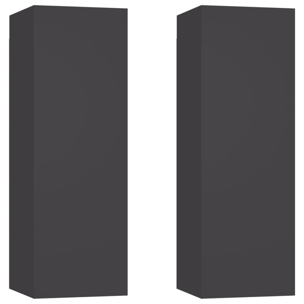 Set de 2 comode TV, vidaXL, PAL, 30,5x30x90 cm, Gri