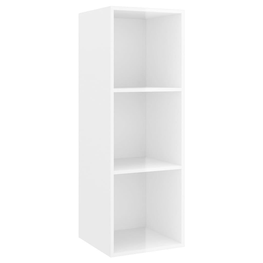 Comoda TV - dulap media, vidaXL, PAL, 37 x 37 x 107 cm, Alb extralucios